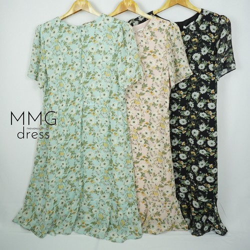 Chiffon Ruffle Hem Short Dress. Sack Style Dress. Cut Sweet Floral Summer Spring - Bild 11 von 30