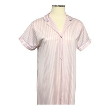 Vintage Vanity Fair House Robe M Pink Stripe House Coat Button Front