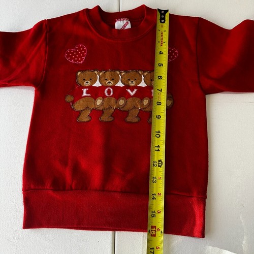 Jerzees Sweatshirt Kids Red Love Bears USA Vintage Size XS 4-5 yo - Picture 5 of 7