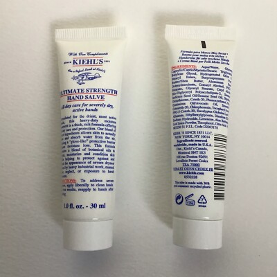 Lot Of 2 X Kiehl's Ultimate Strength Hand Salve For Active Hands 1oz/30ml Each