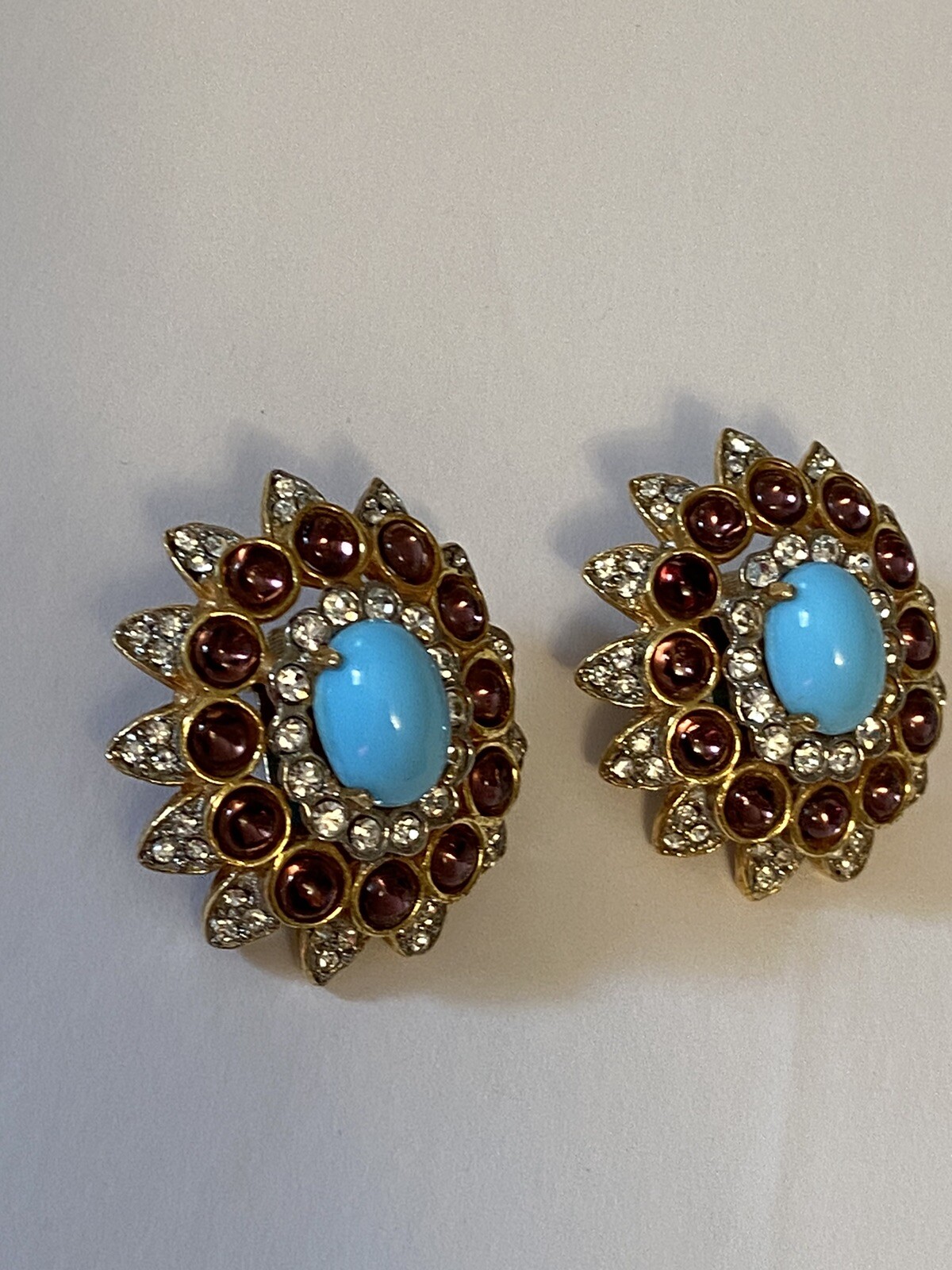 VTG Kenneth Jay Lane KJL Clip Earrings Turquoise … - image 9