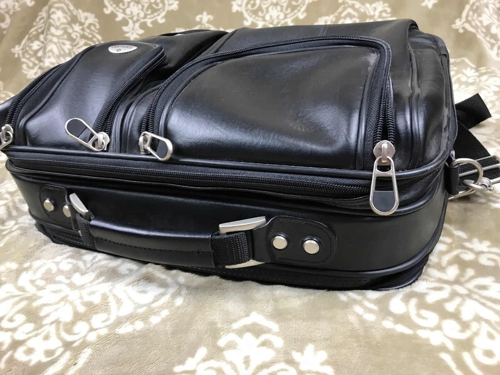 Samsonite Black Leather Expandable Briefcase CarryOn … Gem