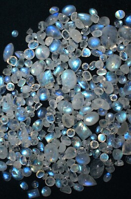 Natürlicher Mondstein Cabochons Blau poliert & Mix Feuer Mondstein Konvolut E...