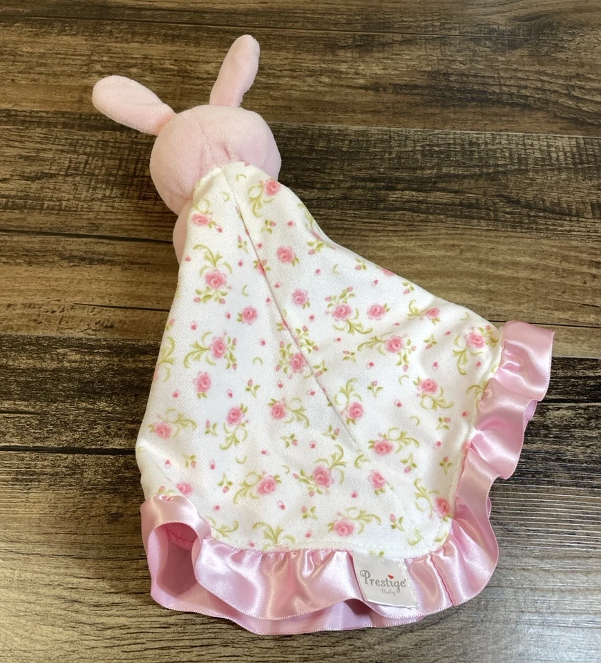 Prestige Baby 11" Rosa Conejito Floral Manta de Seguridad Lovey Satén Volantes Flores Foto 2 de 4
