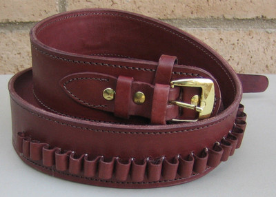 NEW Deluxe Western Burgundy Genuine Leather 44/45 cal Cartridge Belt SASS Gun a