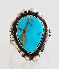Navajo Handmade Sterling Silver with Turquoise Ring Size 5 1/2