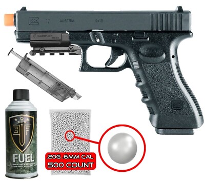 Umarex Glock 17 Gen 3 Airsoft Gun Gas Blowback + Green Gas, BBs
