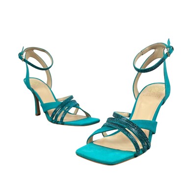 Vince Camuto Women’s Evening Jade Blue Suede Brevern Strappy Heels Sz 10M  New