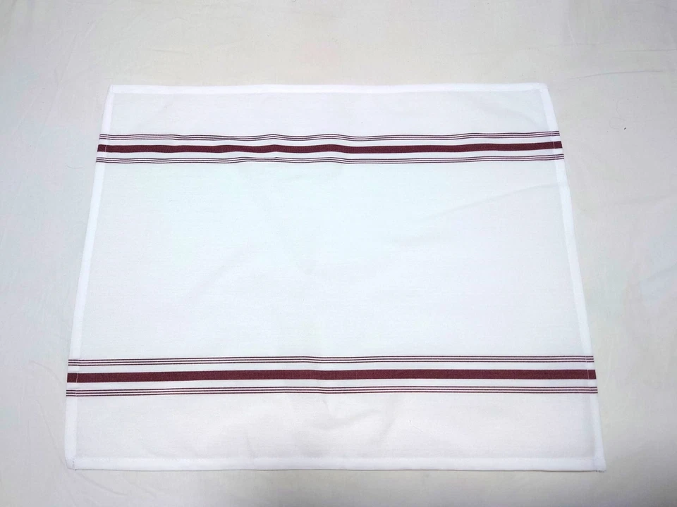 4 салфетки в полоску для бистро 18 x 22 дюйма 100% полиэстер белые/бордовые полоски - Изображение 2 из 4