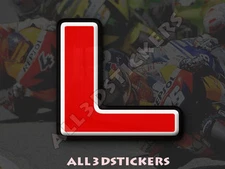 3D Stickers Resin Domed LETTER L - Color Red - 25 mm(1 inch) Adhesive Decal