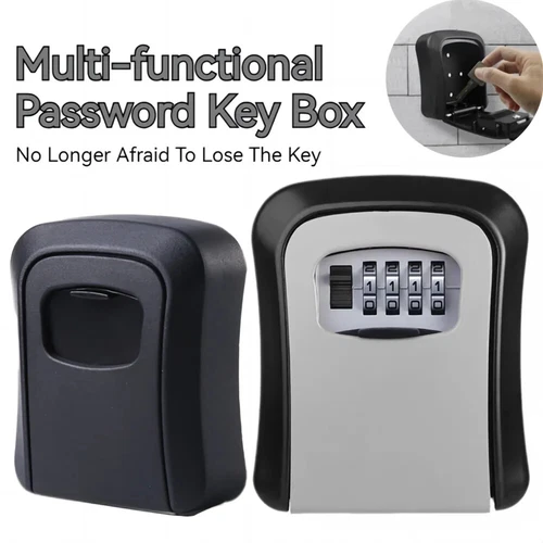 Key Safe 4-Digit Combination Lock Box Wall Mount Storage Safe Security Outdoor