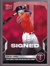 Carlos Correa Astros FREE AGENT Signed MINNESOTA TWINS 2022 Topps Now ST-12