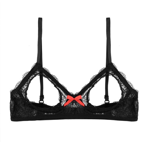 Women Sexy Cupless Bra PVC Leather Nipples Open Cup Underwear Lingerie Nightwear - Picture 27 of 45
