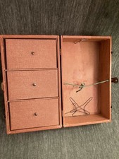 VINTAGE DOLL STEAMER TRAVEL TRUNK, WOOD-14" X 8" X 8"