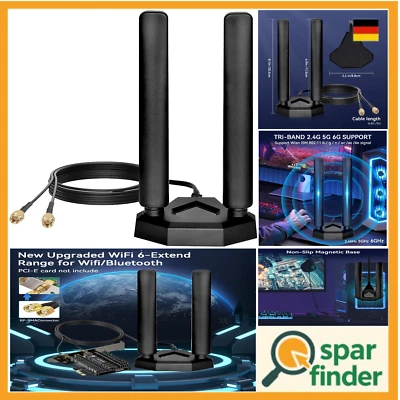 DETAILS IN DESCRIPTION tri band wifi 6e antenne 8dbi 2.4ghz 5.8ghz 6ghz wlan antenne mit magnetfuß r...