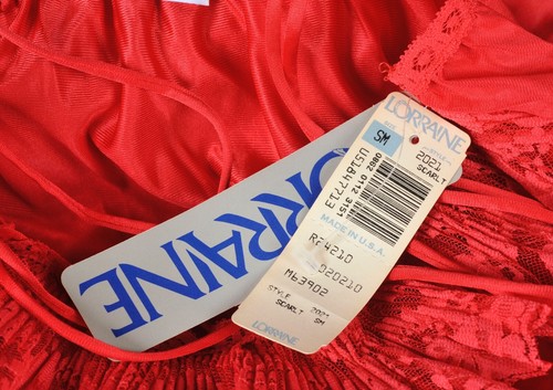 Vintage Lorraine Red Lace Trim 2 Pc Nightgown Robe Peignoir Set Small NEW w Tags - Picture 9 of 10