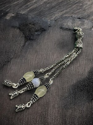 Bouffette (tassel) Main Tricotée Argent 925 étoile Et Lune - Design Spécial - Turquie