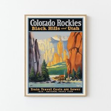Colorado Rockies USA Vintage Travel Poster Fine Art Print | Home Decor