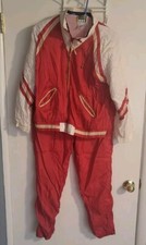VTG 90s EVR Rousso Apparel Womens Red White Windbreaker Suit Petite S