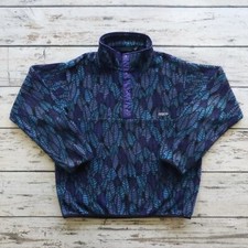 Vintage Patagonia Leaf Pattern Snap-T Fleece Pullover Made in USA Size L 85200