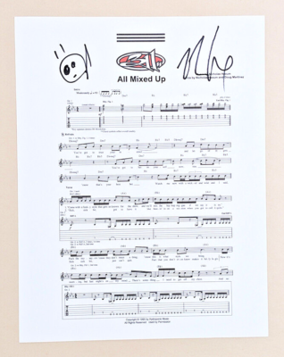 311 band SIGNED 8.5x11 SHEET MUSIC PAGE all mixed up NICK