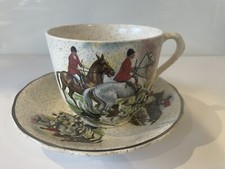 Royal Worcester Palissy Hunting Horses Hounds Riders Oversized  Cup & Saucer