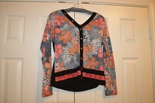 VANGO PARIS Multi Color Top Shirt blouse Button Front Size 3 Brown