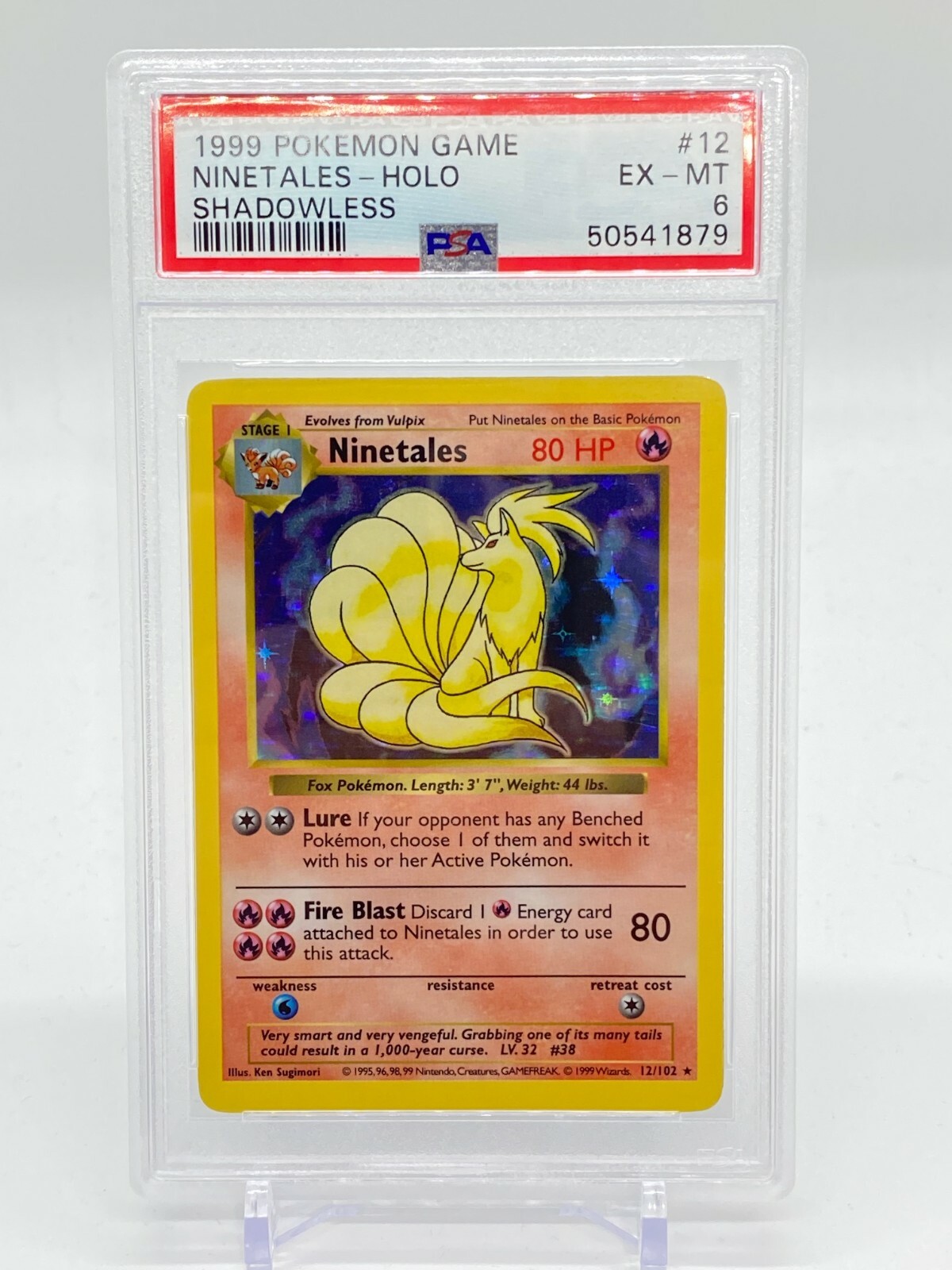 1999 Pokemon Base Set Shadowless NINETALES 12/102 - PSA 6 NM
