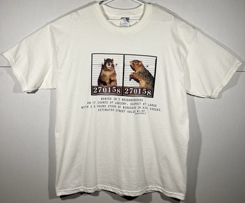 VTG 1996 Mugshot Squirrel Cotton T-Shirt Funny Squirrel Tee Squirrel Lover Sz XL