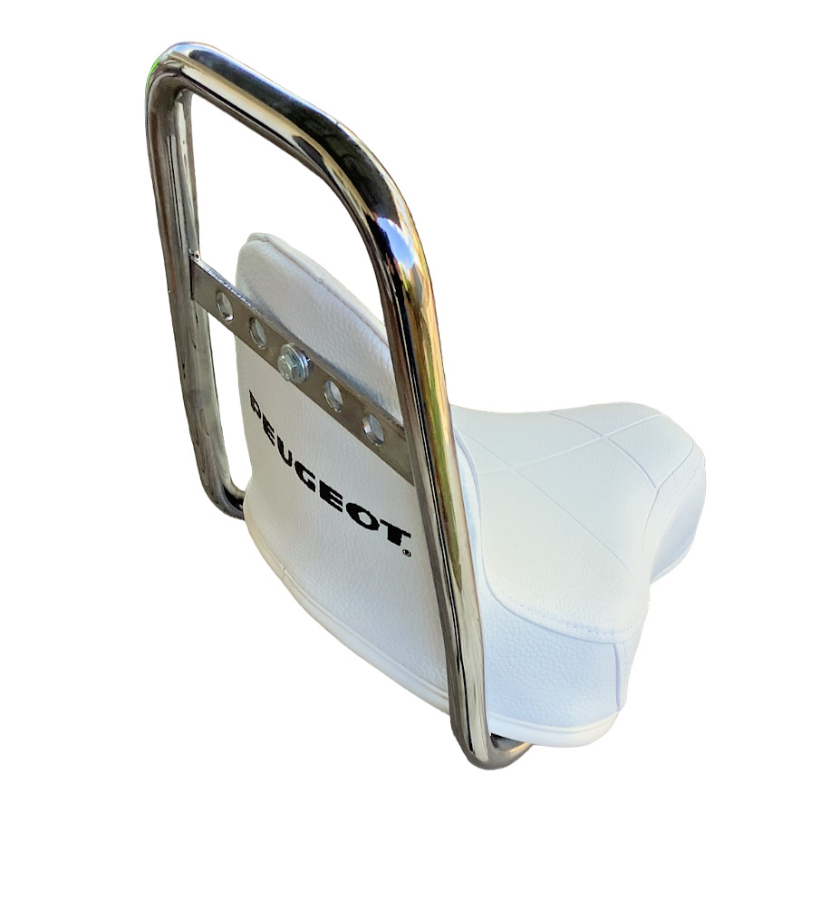 Selle chopper blanche Peugeot 103 mobylette vintage arceau chromé