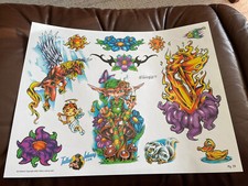  Lot 19 Vintage Tattoo flash art paper sheet William Webb II 2002