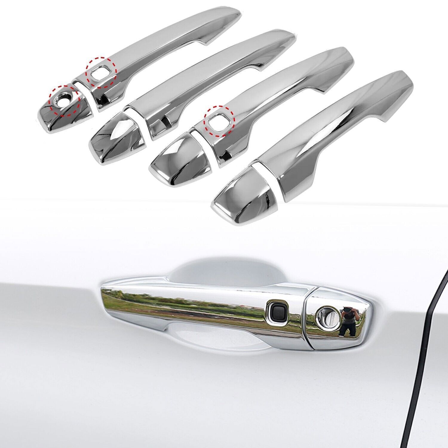 For Mitsubishi Outlander 2022-2024 Chrome Door Handle With Smart Key Hole Cover