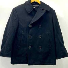 VINTAGE DEFENSE LOGISTICS AGENCY 100% WOOL MENS OVERCOAT SIZE 38S BLACK