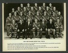 New York Rangers 1965-66 Vintage Team Issued Hockey Photo Ed Giacomin Bob Nevin