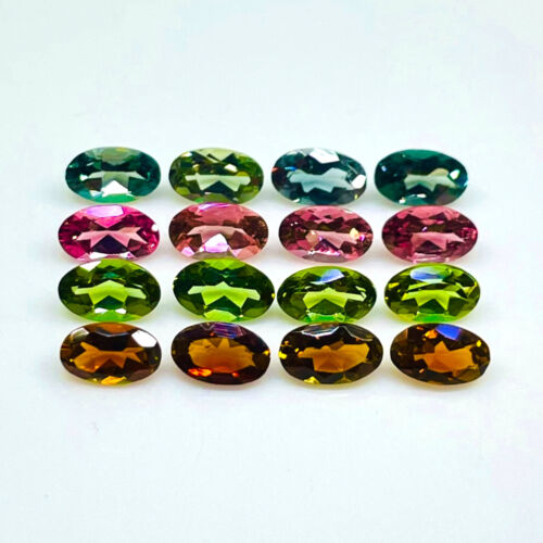 VVS 24 Pcs Natural Multi Tourmaline 5x3mm Oval Cut Loose Untreated Gemstones Lot - Picture 3 of 9