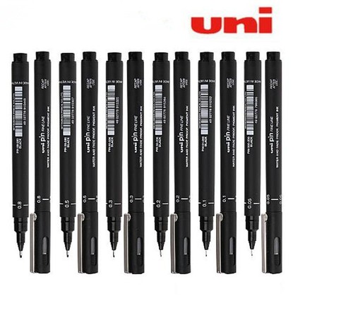 6PCS Uni Pin Fineliner Waterproof Drawing Fine line Pens 005 01 02 03 05 08 - Picture 1 of 5