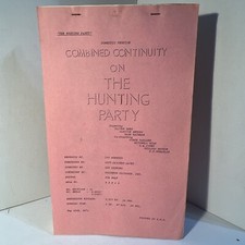 1971 THE HUNTING PARTY: Original Movie Script Continuity - Actor Gene Hackman