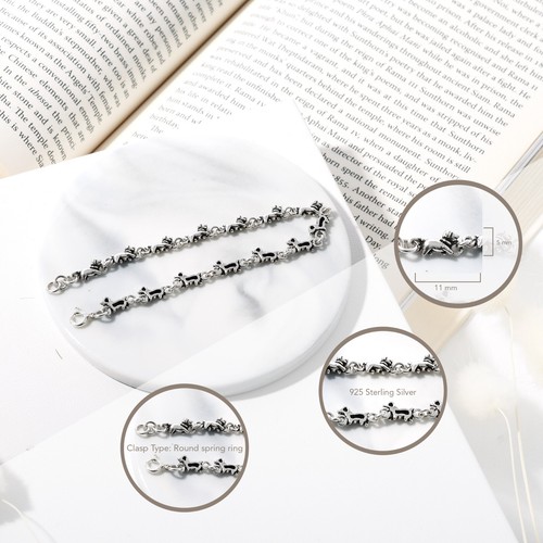 Adorable Brazalete de Plata Eslabón de Cadena de Cachorros Perros Amantes de Mascotas Animales - Imagen 3 de 4