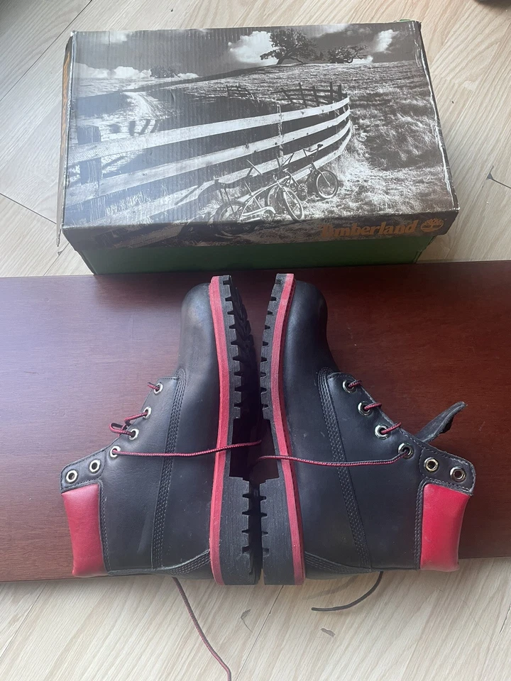 Timberland 6" Premium Clásico Impermeable Niños Negro y Rojo Botas Talla 5.5 NUEVO Foto 4 de 4