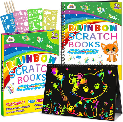 Rainbow Scratch Art Set - 2 Pack for Kids' Creative Drawing and Coloring