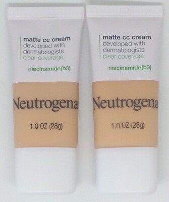 Set of 2 Neutrogena Matte CC Creams - Clear Coverage - Porcelain 2.0 - FS!