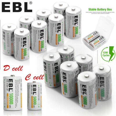 EBL NiMH 5000mAh Baby C AKKU NiMH Wiederaufladbare Batterien Größe 1,2 V Akku