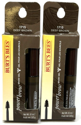 (2) Burt's Bees Power Brow Gel New In Packaging 0.1 oz 1715 - Deep Brown