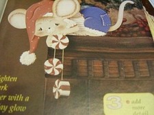 Painting December 2000 Magazine-Sleigh/Mouse/Penguins/Poinsettia  Holly/Christm