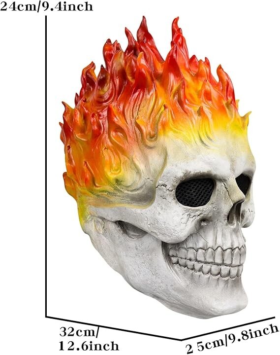 Ghost Rider Mask Demon Flame Skull Skeleton Full Head Helmet Halloween