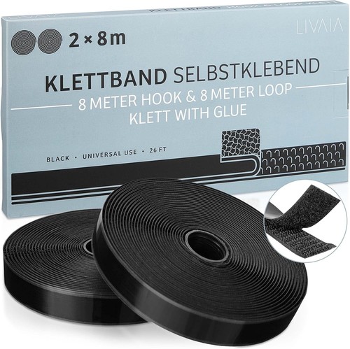 8M SELF ADHESIVE Stick on Tape HOOK & LOOP Sticky Strips Strong Heavy Duty Sided - Picture 5 of 35