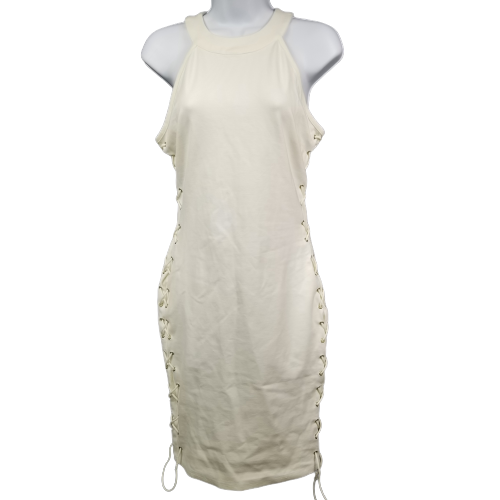 ecru bodycon dress Women's Ecru Bodycon Seam Detail Denim Maxi Dress