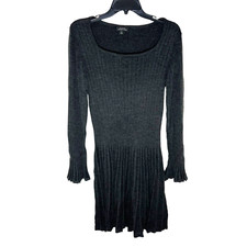 Tahari Arthur S Levine Womens Size M Rib Knit Sweater Dress Fit & Flare Charcoal