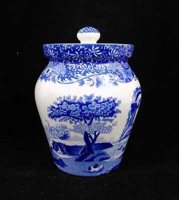 Vintage Spode Blue Italian Large Lidded Ginger Jar/Canister
