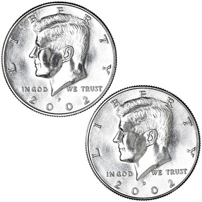 2002 P D Kennedy Half Dollar BU 2 Coin Year Set